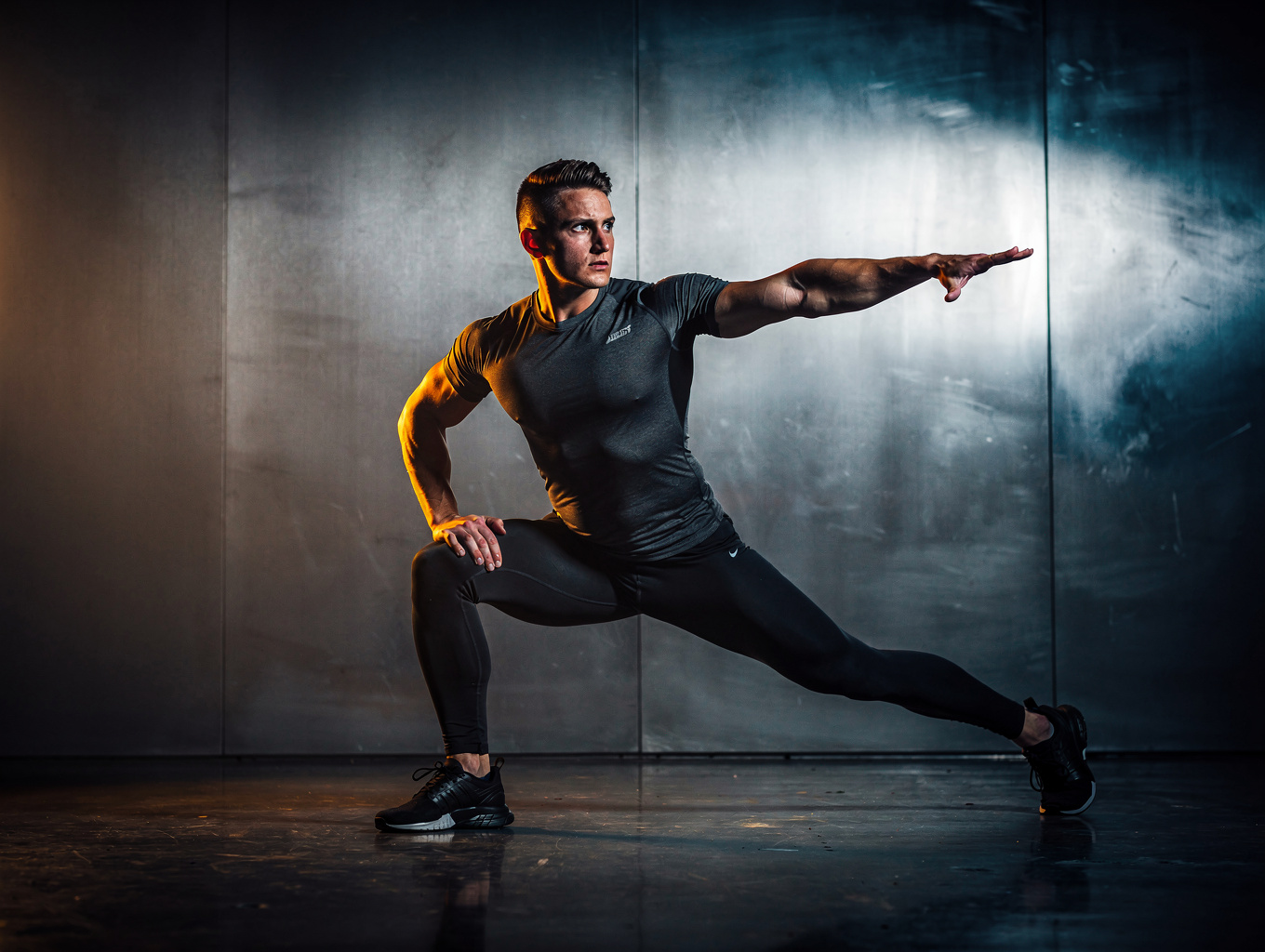 Athlete performing a controlled functional movement